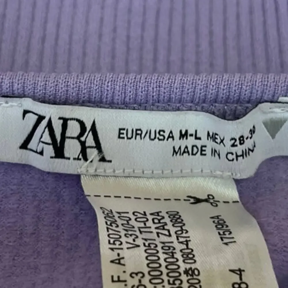 Zara Women's Purple Lavender Rib Knit Long Sleeve Pullover Crop Shirt Top M/L